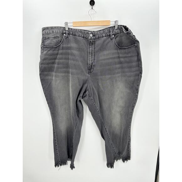 Good American Good Vintage Denim Jeans Sz 24 Raw Hem Cropped Black Wash Stretch - Picture 1 of 7